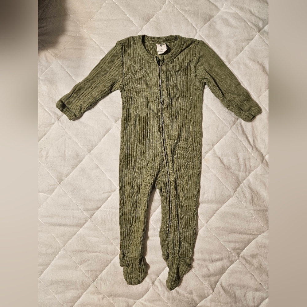 KATE QUINN Olive Zipper Footie Sleeper